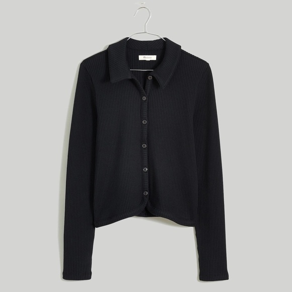 Madewell Curved-Hem Polo Cardigan Tee - Picture 1 of 5